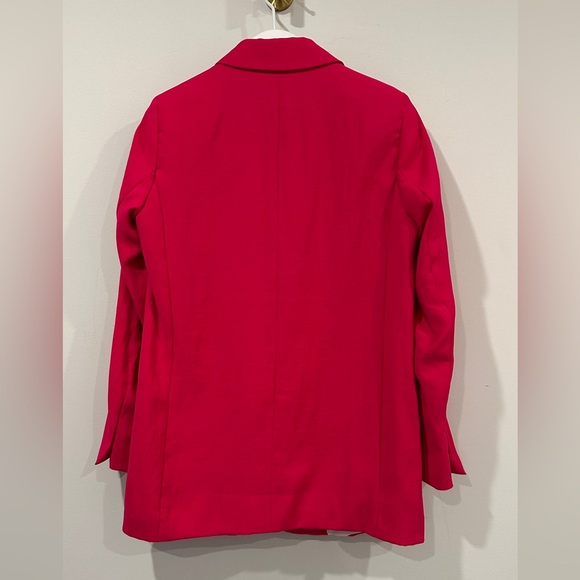 Zara Fuchsia Pink Crinkled Effect Blazer Size Small NWT - Picture 11 of 13